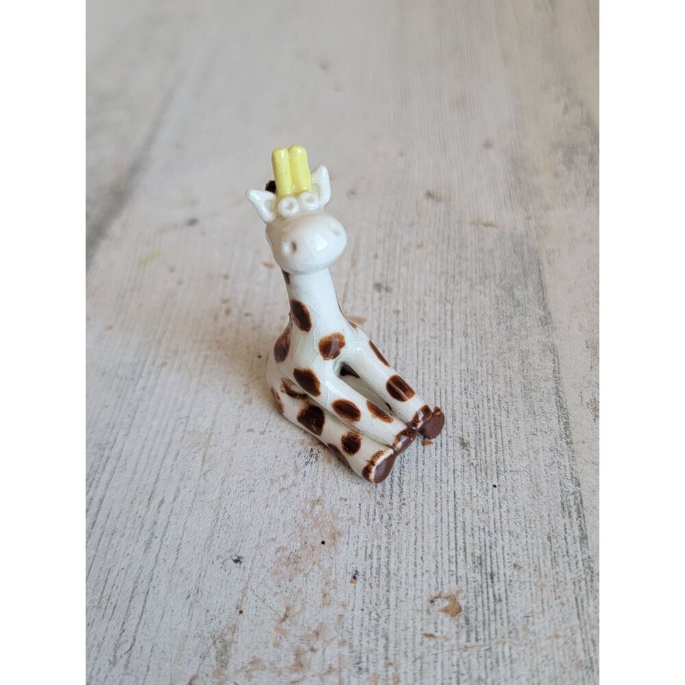 Mini‎ giraffe ceramic vintage figurine Unique home decor zoo animal